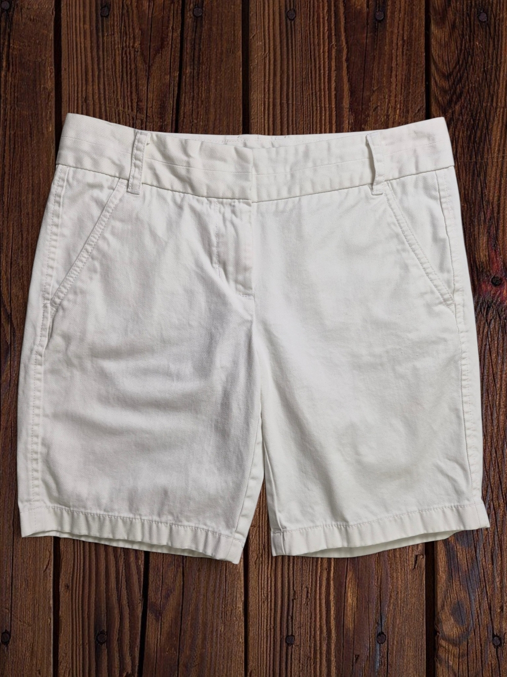 J Crew Womens White Chino Shorts 2 Cotton Coastal Grandma Old Money Summer Clean